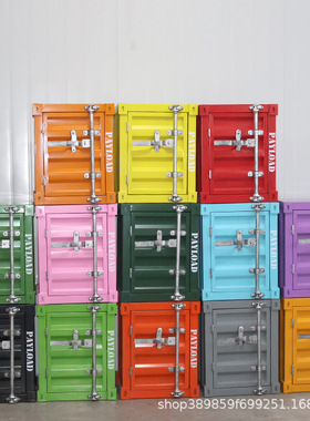 集装箱柜子摆件工业风铁艺床头箱