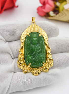 沙金观音吊坠男士霸气久不掉色久