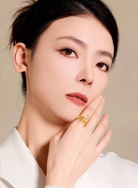 磨砂新款生肖灵蛇戒指女食指戒