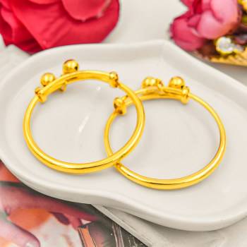 imitation gold glossy children's bracelet baby bracelet one pair of 100 days gift gift sand gold push-pull adjustable