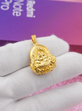 仿黄金平安符空心双面不掉色吊坠