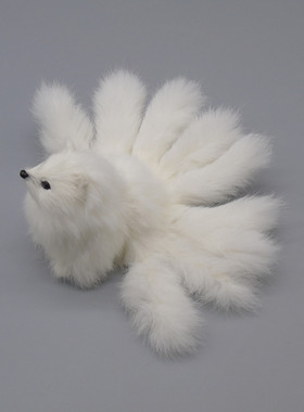 仿真九尾狐仿真狐狸家居摆件仿毛动物九尾狐情人节狐狸纯白火红色