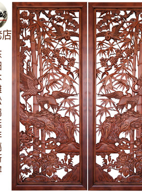 东阳屏风木雕花板隔断仿古香樟木