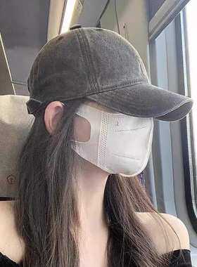 水洗牛仔棒球帽女夏季显脸小做旧