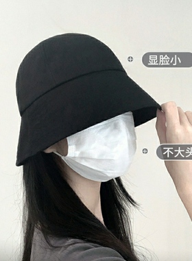 网红黑色渔夫帽女春秋日系显脸小