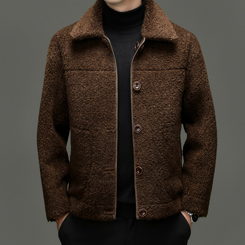 哥宾尼冬季新款男士高端皮毛一体鹿皮绒外套中年休闲保暖皮草夹克,淘宝优惠券,粉丝福利购,淘宝优惠卷