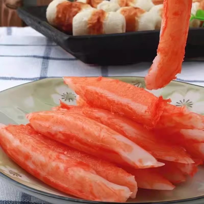 美加佳北海道蟹肉冷冻即食寿司模拟V形蟹肉商用模拟蟹柳250g*40包-图1