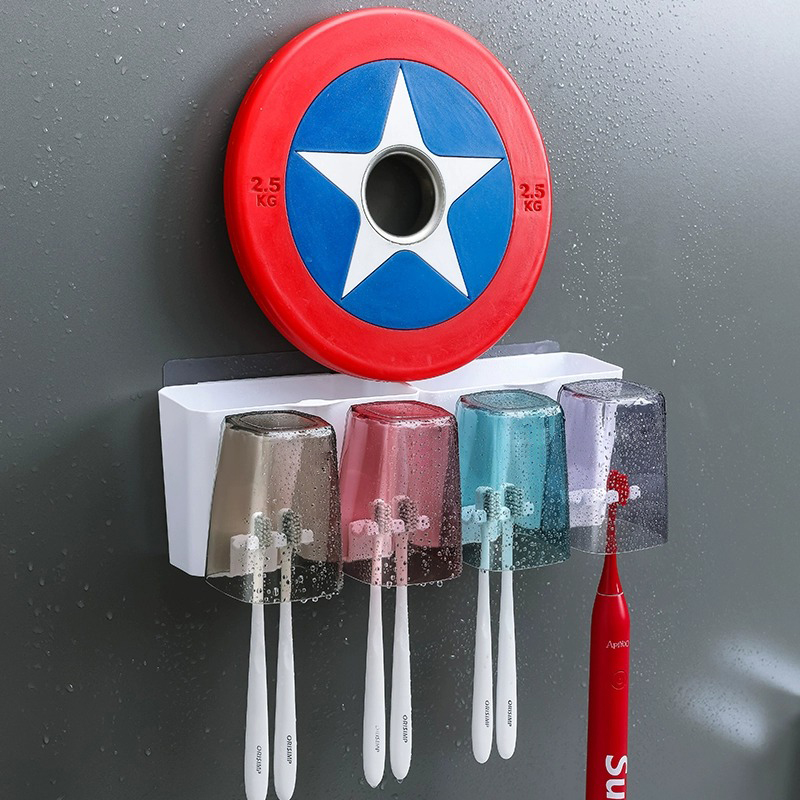 牙刷置物架卫生间漱口杯牙刷架子免打孔壁挂式刷牙杯牙具牙缸套装 - 图2