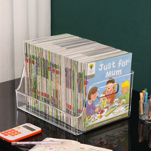 亚克力透明书立置物架放书本收纳盒书桌整理神器桌上书夹书架桌面 - 图1