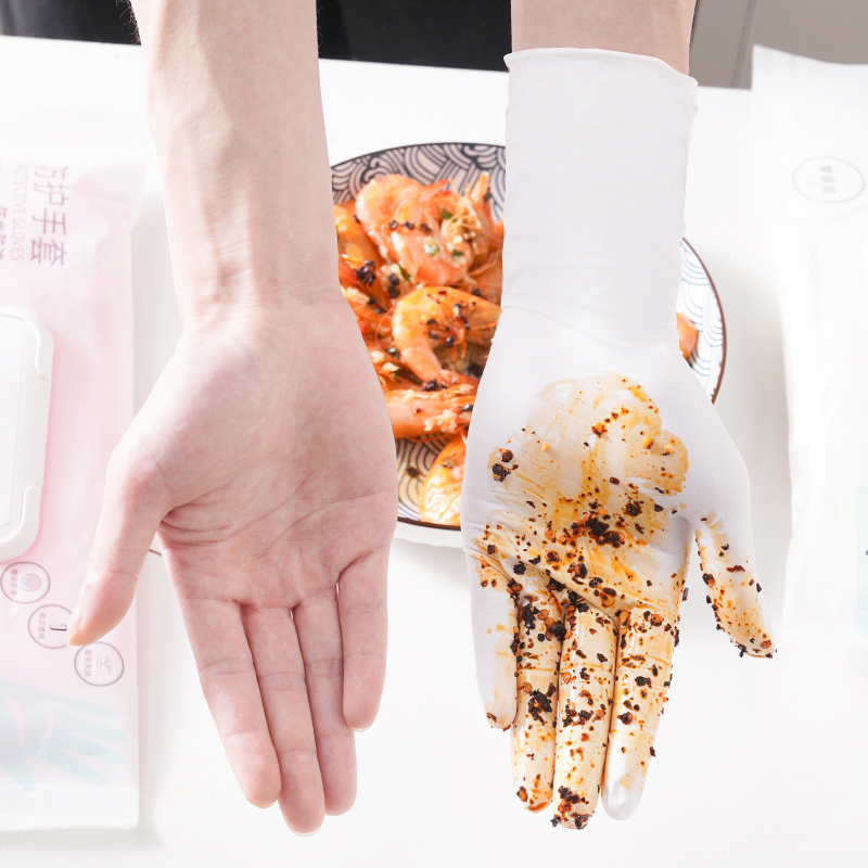 丁腈橡胶一次性手套洗碗女家务厨房耐用型丁晴食品级加长乳胶耐油 - 图0