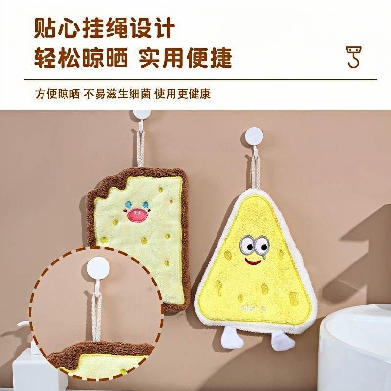 可爱擦手巾挂式吸水加厚卫生间卡通擦手帕毛巾洗手小方巾厨房抹布 - 图2