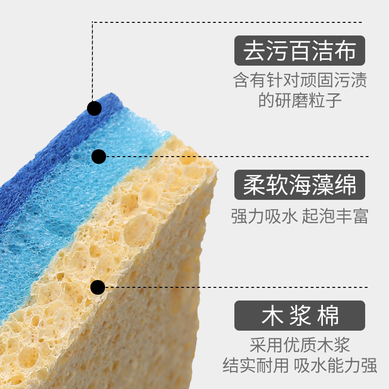 洗碗海绵木浆海绵刷碗擦天然厨房清洁百洁布刷锅神器去油污魔力擦-图0