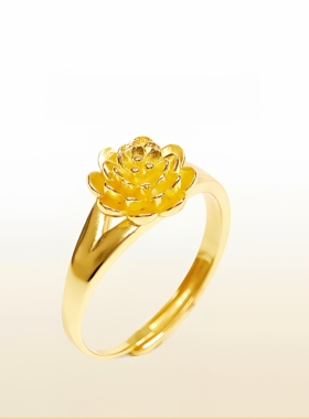 古法沙金富贵花女戒指优雅开口