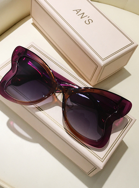 爱心蝴蝶猫眼墨镜女欧美风白色