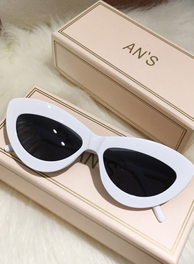 ins风猫眼墨镜女复古彩黄色欧美