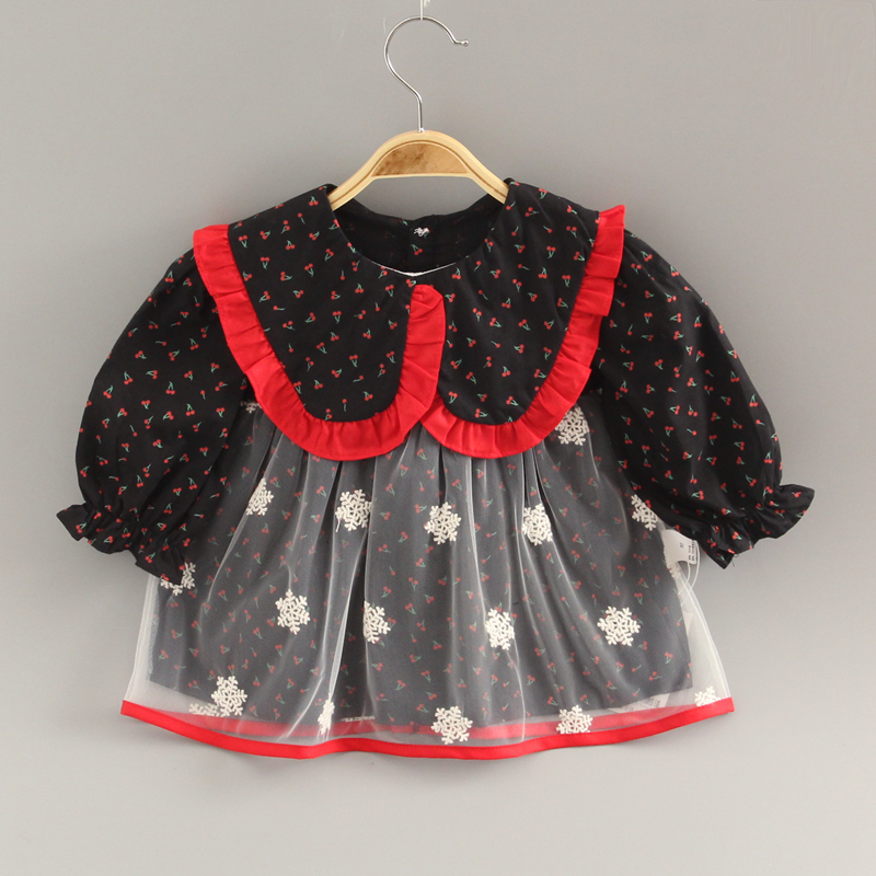 Eating princess dress autumn and winter painting pure cotton children's blouse