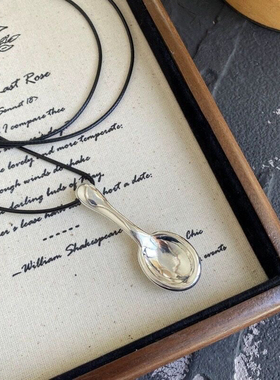 银色金属勺子吊坠毛衣链女小众气质造型感个性长款配饰项链秋季新