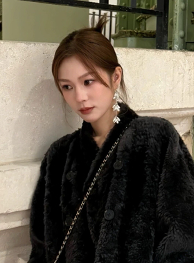 nana同款韩国小众设计Monday重工花朵串珠耳环水滴形玻璃珠耳钉女