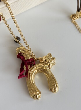 秋冬新款曲奇猫咪项链女玛瑙拼接小众设计奇趣鬼马可爱编绳毛衣链