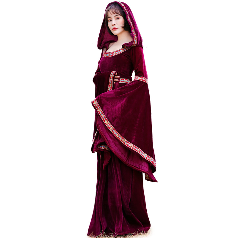 万圣节儿童服装 成人欧洲中世纪复古宫廷小红帽服吸血鬼女巫婆服 - 图3