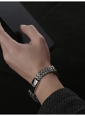 爆款新品钛钢手链欧美男式正反链