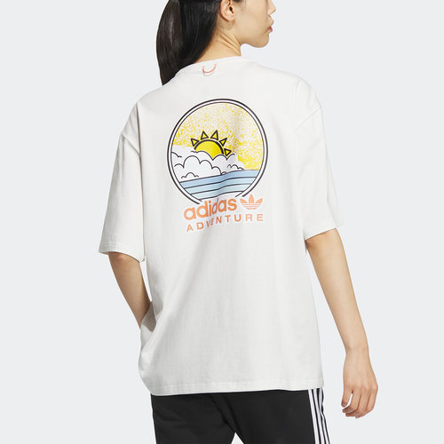 Adidas/阿迪达斯正品三叶草夏新款女子印花运动T恤IK8614 - 图0