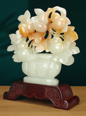 五福临门葫芦摆件招财花篮装饰品