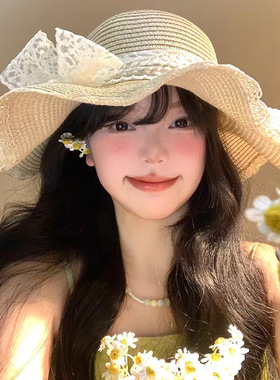2026夏季网红草帽合集女生夏季海边出游度假甜美拉菲草编织遮阳帽