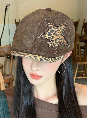美式复古帽子女款秋冬百搭贝雷帽波点星星贴布前进帽ins风小软帽