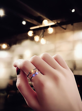 三角形食指戒指女日韩潮人学生