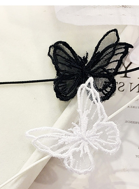 蕾丝蝴蝶锁骨链女韩国脖子饰品