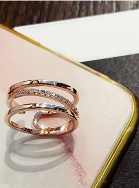 ins镶钻开口日韩风学生食指环