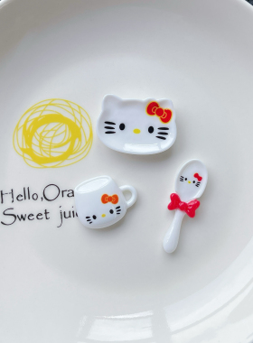 卡通可爱kitty猫奶油胶diy材料包手工制作水杯发夹饰品配件