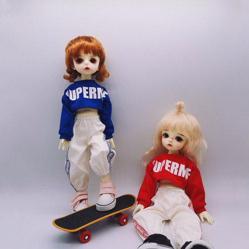 尺寸定制小布BJD6分8分viya男娃娃衣服潮酷嘻哈运动服卫衣长裤 - 图0