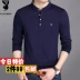 Playboy nam mùa xuân và mùa thu mới áo thun dài tay nam đứng cổ áo Slim triều nam chạm đáy áo cotton nam Hàn Quốc t - Áo phông ngắn áo thun trắng nam Áo phông ngắn