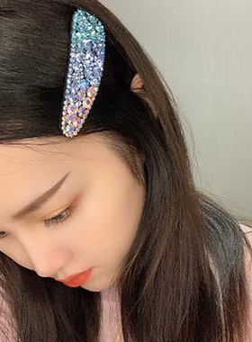 巨闪钻侧边刘海发夹满钻桃心女