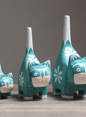 北欧树脂小猫家族动物橱柜礼物