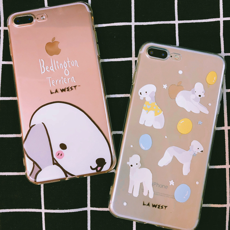 LA WESTiphone8plus蘋果X貝靈頓狗可愛手機殼7全包邊軟殼保護套6