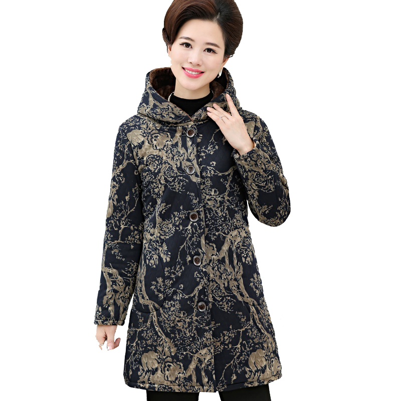 中老年棉衣女中长款妈妈装棉服老人秋冬装加绒加厚连帽棉袄女外套 中老年棉衣女中长款妈妈装棉服老人秋冬装加绒加厚连帽棉袄女外套
