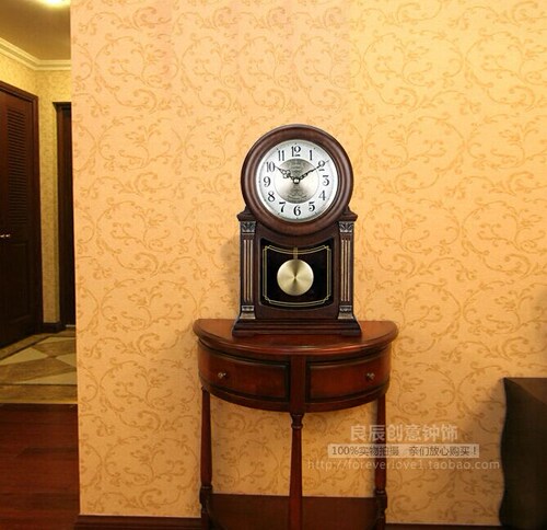 金钟宝欧式高档实木座钟木制石英中式钟家居装饰钟整点报时台钟 - 图0