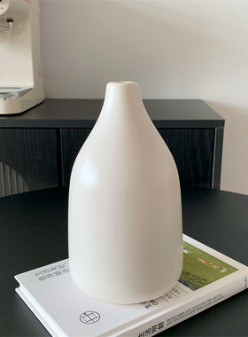 现代简约白色陶瓷花瓶家居玄关装饰品摆件干花插花花器批发