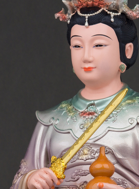 九天玄女神像树脂古彩亮光九天母亲娘娘像体客厅家用佛像装饰摆件