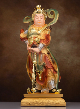 圣丰树脂武财神伽蓝韦陀菩萨神像关公韦驮像左右护法客厅供奉摆件