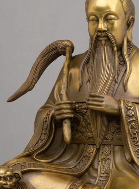 纯铜太乙真人神像骑九头狮东极青华大帝太乙救苦天尊铜雕摆件家用