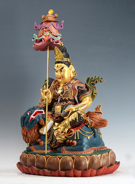 财宝天王佛像 北方多闻天王毗沙门天王藏传护法财神树脂摆件