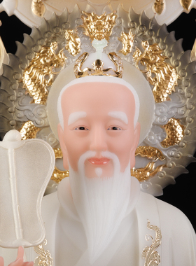 灵宝天尊三清道祖供奉摆件汉白玉