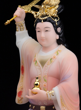 汉白玉九天玄女神像九天圣母九天玄女娘娘居家供奉佛像摆件新品
