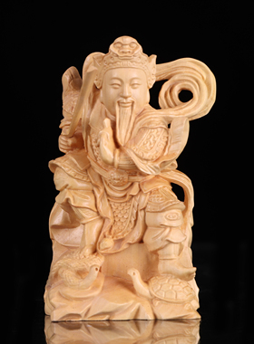 4寸玄天上帝神像 黄杨木雕真武大帝神像工艺品居家供奉小摆件新品