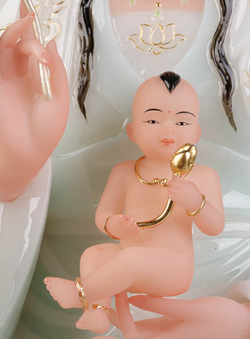 汉白玉居家菩萨保平安观音佛像