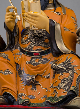 黄铜文昌帝君铜像张亚子文曲星黄铜彩绘家用学习桌客厅工艺品摆件